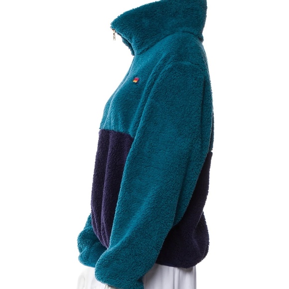 Aviator Nation Unisex Teddy Half Zip Color Block Jacket Small Capri Like New - Picture 2 of 4